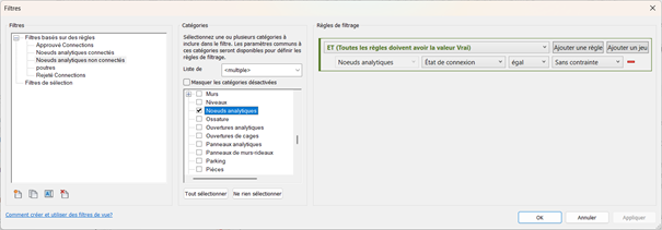 Le filtre « Nœuds analytiques non connectés » et sa règle